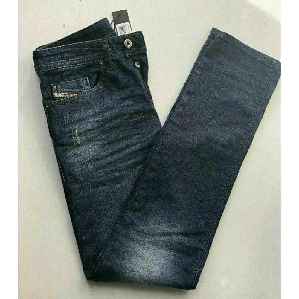 Diesel Mens Blue Denim Buster Slim Tapered R842R Button Fly Jeans Size W26 L30